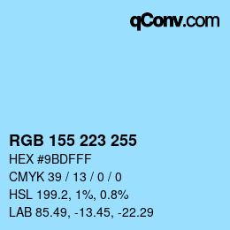 Color code: RGB 155 223 255 | qconv.com