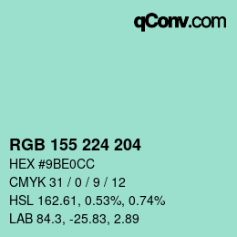 Color code: RGB 155 224 204 | qconv.com