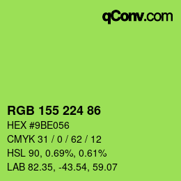 Color code: RGB 155 224 86 | qconv.com