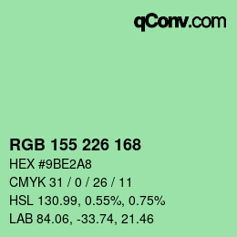 Color code: RGB 155 226 168 | qconv.com