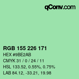 カラーコード: RGB 155 226 171 | qconv.com