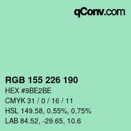 Color code: RGB 155 226 190 | qconv.com
