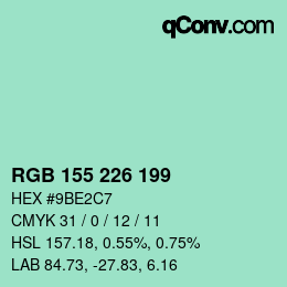 カラーコード: RGB 155 226 199 | qconv.com