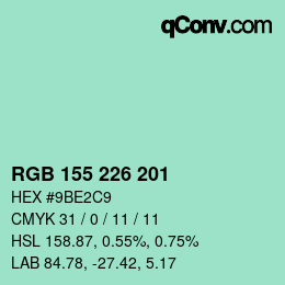 Farbcode: RGB 155 226 201 | qconv.com