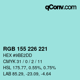 Color code: RGB 155 226 221 | qconv.com