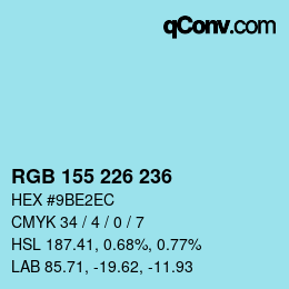 Color code: RGB 155 226 236 | qconv.com