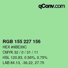 カラーコード: RGB 155 227 156 | qconv.com