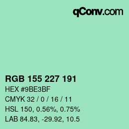 Color code: RGB 155 227 191 | qconv.com