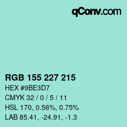 颜色代码: RGB 155 227 215 | qconv.com