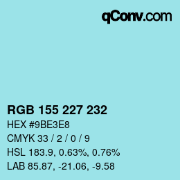 Color code: RGB 155 227 232 | qconv.com