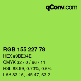 Color code: RGB 155 227 78 | qconv.com