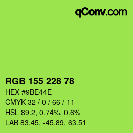 颜色代码: RGB 155 228 78 | qconv.com