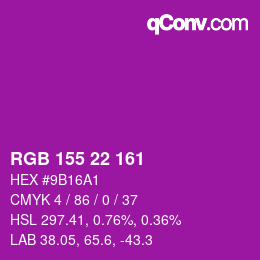 颜色代码: RGB 155 22 161 | qconv.com