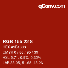 Color code: RGB 155 22 8 | qconv.com