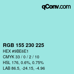 Color code: RGB 155 230 225 | qconv.com