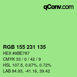 カラーコード: RGB 155 231 135 | qconv.com