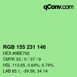 颜色代码: RGB 155 231 146 | qconv.com