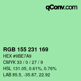 Color code: RGB 155 231 169 | qconv.com