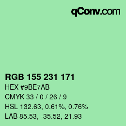 カラーコード: RGB 155 231 171 | qconv.com