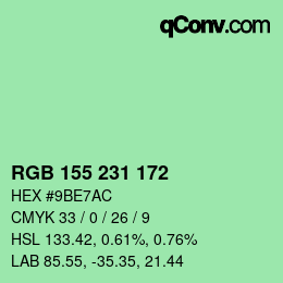 Color code: RGB 155 231 172 | qconv.com