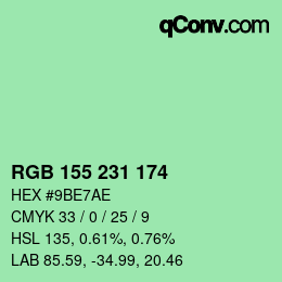 カラーコード: RGB 155 231 174 | qconv.com