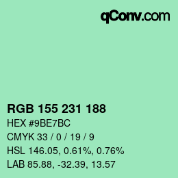カラーコード: RGB 155 231 188 | qconv.com