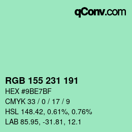 カラーコード: RGB 155 231 191 | qconv.com