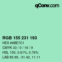 カラーコード: RGB 155 231 193 | qconv.com