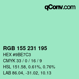 Color code: RGB 155 231 195 | qconv.com