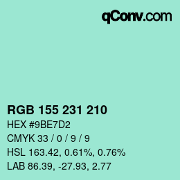 カラーコード: RGB 155 231 210 | qconv.com