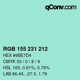 Color code: RGB 155 231 212 | qconv.com