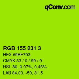 Color code: RGB 155 231 3 | qconv.com