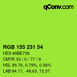 颜色代码: RGB 155 231 54 | qconv.com