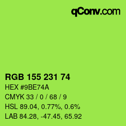 カラーコード: RGB 155 231 74 | qconv.com