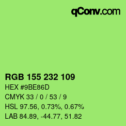 Color code: RGB 155 232 109 | qconv.com