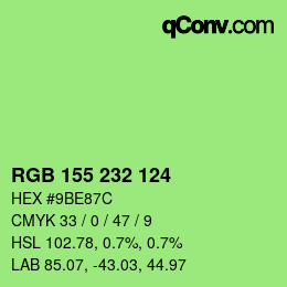 Color code: RGB 155 232 124 | qconv.com