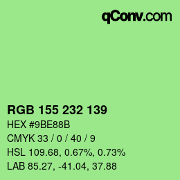 Color code: RGB 155 232 139 | qconv.com