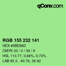 Color code: RGB 155 232 141 | qconv.com