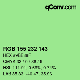 Color code: RGB 155 232 143 | qconv.com