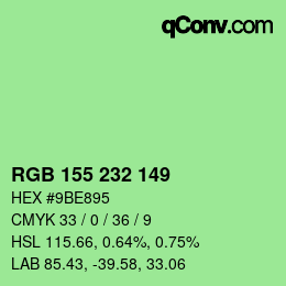 Color code: RGB 155 232 149 | qconv.com