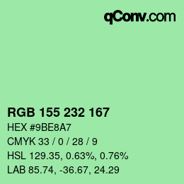 Color code: RGB 155 232 167 | qconv.com