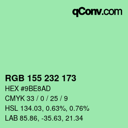 Color code: RGB 155 232 173 | qconv.com