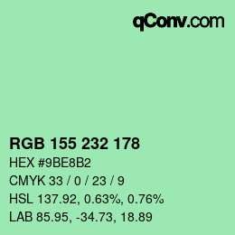 カラーコード: RGB 155 232 178 | qconv.com