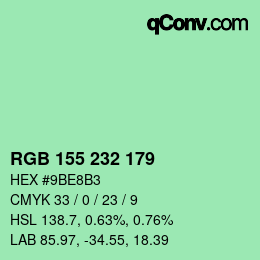 Color code: RGB 155 232 179 | qconv.com