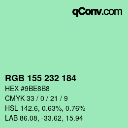 Color code: RGB 155 232 184 | qconv.com