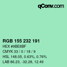 Color code: RGB 155 232 191 | qconv.com