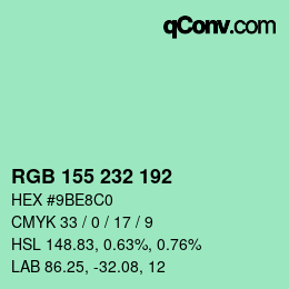 Color code: RGB 155 232 192 | qconv.com