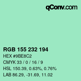 Color code: RGB 155 232 194 | qconv.com