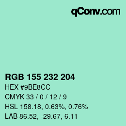 Color code: RGB 155 232 204 | qconv.com