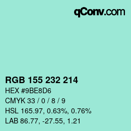 Color code: RGB 155 232 214 | qconv.com